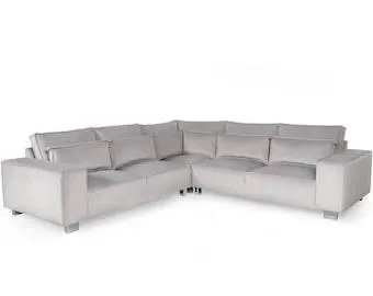 Style Meets Comfort – Sloane Grey Velvet Corner Sofa, 5 Seater Luxury for Modern Homes, view 5