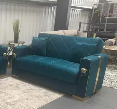 Teal Lion Sofa – Luxury Velvet Comfort with Bold Modern Elegance, view 3