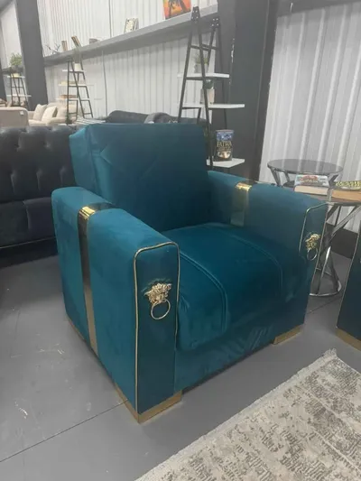 Teal Lion Sofa – Luxury Velvet Comfort with Bold Modern Elegance, view 4