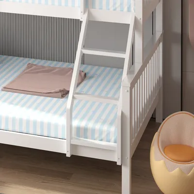 Solid Wooden Detachable Trio Bunk Bed with 2 Mattresses – Space Saving, Convertible Design, view 8