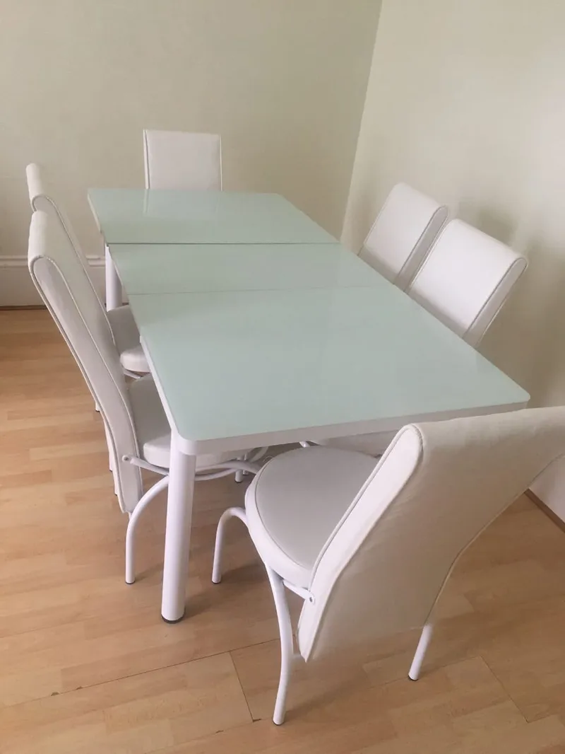 Turkish Dining Table with 6 Chairs — Full White