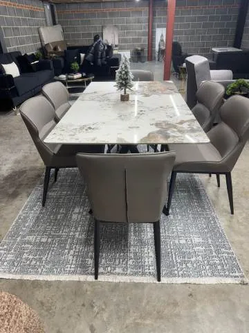 Turkish Dining Table with 6 Chairs — Real Marble