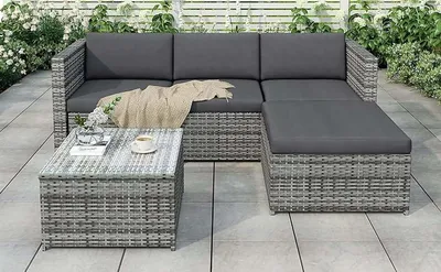 Garden Rattan Corner Sofa Set – Outdoor Patio Lounge for Garden & Backyard, view 2